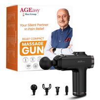 AGEasy (Max Group) Relief Compact Massage Gun | 8 Speed Levels, 4 Massage Heads | USB Type-C Rechargeable Handheld Massager | Full Body Pain Relief