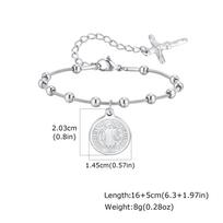 Religious Saint Benedict Virgin Mary Bracelet for Women, Holy Rosary Cross Jesus Tail Charm Bracelet, Stainless Steel Jewelry