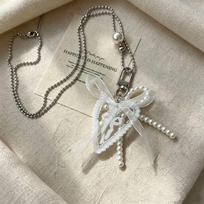 Korean Fashion Lace Heart Bowknot Pendant Long Chain Necklace For Women Vintage Goth Charms Aesthetic Y2K Accessories Jewelry
