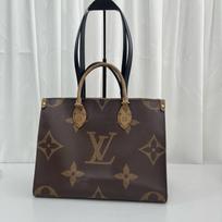 [Pre-Owned] Louis Vuitton Onthego MM 'Brown Giant Monogram/Brown Monogram Reverse Canvas' - Very Good #1LY49GZ ONE SIZE