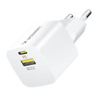 Ładowarka sieciowa gan qc3.0 usb-a usb-c pd 33w biała