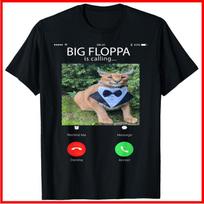 Big Floppa is Calling Funny Caracal Big Cat Meme Black Cotton T-Shirt S-5XL S