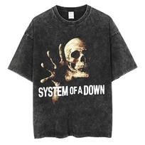 Washed Vintage System of A Down Toxicity T-shirts Skeleton Graphic T-shirt Men Women Rock Oversized Alternative Metal T Shirts S įvairiaspalvis