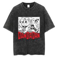 Dandadan Lucky Cat (Maneki-neko) Manga Panel Vintage Washed Anime T-Shirt, Unisex Supernatural Manga Fan Streetwear Tee, 100% Cotton Casual Short S įvairiaspalvis