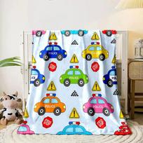 6 Style Carton-style Vehicles Printing Blankets Adult Children Warm Blankets Home Travel Soft and Comfortable Blankets Gifts Size: 75*100cm, Weight: 230 GSM