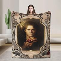 The Vampire Diaries Damon Salvatore Blanket Travel Flannel Throw Blanket For Home Decor Warm Design Bedspread Birthday Present Size: 75*100cm, Weight: 230 GSM