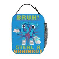 Pixel Meme Bruh 67 Steal A Brainrot Insulated Lunch Bags Cooler Bag Meal Container Large Tote Lunch Box Bento Pouch College One Size