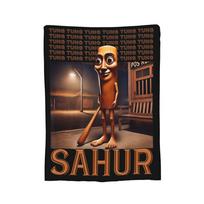 Tung Tung Tung Sahur Brainrot Blankets Fuzzy Funny Soft Throw Blankets for Bedspread Summer, Size: 75*100cm, Weight: 230 GSM