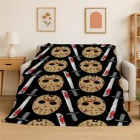 Horror Movie Character Chucky S-Scream Cartoon Flannel Blanket Soft Warm Throw Blanket for Bedroom Living Room Bed Travel Gift Size: 75*100cm, Weight: 230 GSM