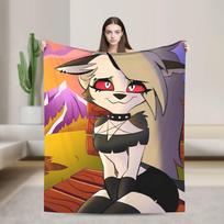 Helluva Boss Loona Flannel Blankets Warm Throw Blanket for Living Room Airplane Travel Graphic Bedspread Sofa Bed Cover Size: 75*100cm, Weight: 230 GSM