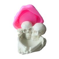 Epoxy Couple Skull Ashtray Silicone Mold Serving Board Mold for Home Decor 1