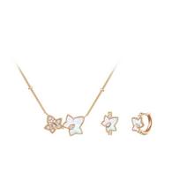 Lola Rose necklace Ivy Series Double Leaves Fashionable Light Luxury Exquisite Elegance White mother-of-pearl two-piece set-necklace + earrings F auksas