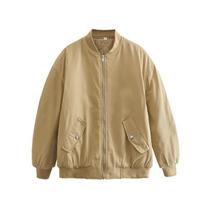Moteriškas vienspalvis Oversize Parkas Medvilninė striukė ilgomis rankovėmis moteriška paminkštinta paltai XS chaki