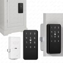TTLOCK Smart Electronic Locker Drawer Lock for Cabinets Lockers Wardrobes & Liquor Cabinets Wood Door for Gym Office & Sauna (Black,None&Fingerprint+Card+Password+App) juoda
