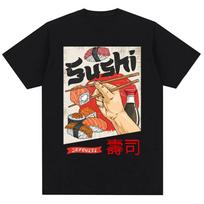 Japan Sushi Funny Graphic T-shirts Men Women Fashion T Shirt Oversized Cotton Summer Japanese Style T Shirts S