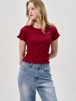 Sorry, Too Much Love Lace Eyelet Short Sleeve T-Shirt_Red Red/Free