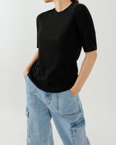 Ramu Studio Loddy Round Tencel Knee-Length Short Sleeve T-Shirt Black Loddy23Bk Black/Free