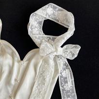 Transparent Lace Neck Strap Flower Long Ribbon Elegant Hair Band  Bride/Bridesmaid Style A