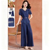 Elegant Women's Lace Two-Piece Suit Set M