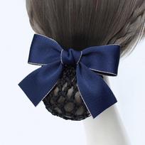 Headwear Hair Clip For Girls Korean Bun Snood Hairgrips Cover Net Ponytail Clip Bow Spring Clip blue A 1 Layer Bow