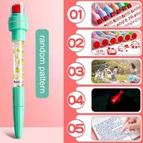 5 In 1 Bubbler Pen With Stamp Fidget Bubble Blowing Pen Cartoon Seal Roller Stamp Pen  Student C