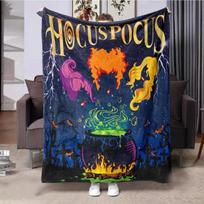 Hocus Pocus Themed Flannel Blanket 1 Count Soft Washable Throw Blanket Bedding Supplies For Home Office Travel Custom Blankets Size: 75*100cm, Weight: 230 GSM