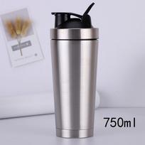Drinkware Water Bottles Stainless Steel Shaker Bottle Leak Proof Protein Mixing Healthy Metal Shaker Cup With Shaking Ball 750ml sidabras