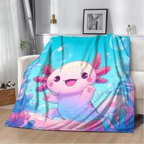 8 Dydžių Mielas Axolotlis Spausdintas Antklodė Šilta Minkšta ir Patogi Namų Kelioninė Antklodė Sofos Lovos Užvalkalas Antklodė Vaikams Žaidėjų Dovana Size: 75*100cm, Weight: 230 GSM blue
