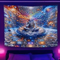 Psychedelic God Tapestry Trippy Universe Wall Hanging for Bedroom Living Room Hippie Room Decor Aesthetic 100X70CM