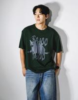 Bajubiju Screaming Cat T-Shirt [Green] Xl