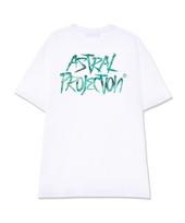 Astral Projection Turquoise Graffiti Lettering Supima Cotton Round Neck Short Sleeve T-Shirt_White Xl