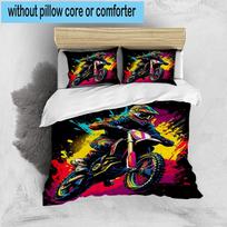 Motocross Rider In Action 3pcs Bedding,Including 1pc Duvet Cover And 2pcs Pillowcases Perfect for Christmas,Ideal for Bedroom, Dormitory 135cm*200cm