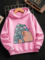 Sunny Capybara Zip Up Hooded Sweatshirt Kids Summer Cute Crewneck Boys Girls 3-14 100