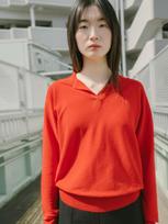 Reply Cotton Loose Collar Knit Top Red/Free