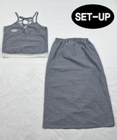 Catharsis Check Lace Top Set (Navy)_Free F