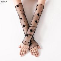 Thin UV Breathable Mesh Lace Gloves Sunscreen Long-Sleeved Sun Protection Sleeves Driving Gloves star