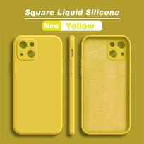 Prabangus Originalus Kvadratinis Skysto Silikono Dėklas Skirtas Iphone 12 13 11 Pro Max Mini X Xr Xs Max 7 8 6s Plus Se 2 Atsparus Smūgiams Minkštas Dangtelis For iPhone 13 ProMax geltona