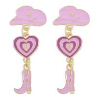 Line Jewelry Modern Trendy Girl Earrings Hat Love Cowboy Boots Drip Oil Multilayer Earrings žalia