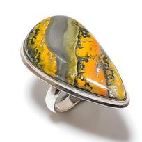 Natural Bumblebee Jasper Gemstone Handmade 925 Sterling Silver Ring Size 7 P1q77
