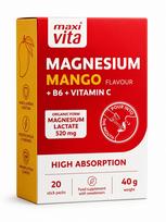 MaxiVita Magnis mangų skonio su vitaminais B6 ir C,  20 pakelių