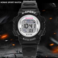 Mada Vandeniui Atsparus Vaikų Berniuko LCD Skaitmeninis Chronometras Data Guminis Sportinis Riešo Laikrodis One Size juoda