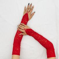 Ilgos madingos seksualios vakarėlio pirštinės Drabužiai Prom aksesuarai Nėrinės pirštinės Suaugusiųjų randų maskavimas Pirštinės nuo saulės one size fits all raudona