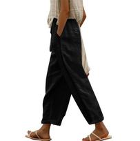 2024 Spring/Summer Women's European & American Lace Hollow Stitching Casual Nine-Point Pants L