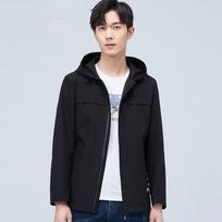 YILITON Men's Hooded Spring Autumn Casual Jacket 185 juoda