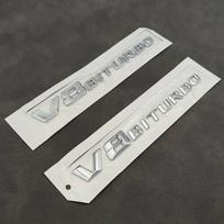 ABS automobilio sparno ženklelio lipduko logotipas V8 BITURBO šoninė emblema, skirta Mercedes AMG C63 W204 W205 E63 W211 W212 S63 W221 W222 Priedai Flat Silver