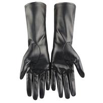 Women 39cm Long Black PU Leather Gloves Cosplay Stage Performance Fashion Winter Keep Warm Velvet Lining Windproof Mittens One Size juoda