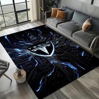 3D T-Tesla Automobilio Ženklas Kilimas Svetainės Miegamojo Namų Sofos Dekoravimui, Vaikų Žaidimų Neslystantis Grindų Kilimėlis Kalėdinė Dovana 40x60cm( 15x23in )
