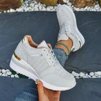 Women's Wide Width Platform Sneakers, Lace-Up Athletic Casual Shoes, Summer Wholesale Walking Shoes in Stock 36