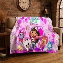 Cartoon Gabby Dollhouse Girl Flannel Blanket Soft Warm Throw Blanket for Bedroom Living Room Bed Travel Camping Picnic Kid 75x90cm