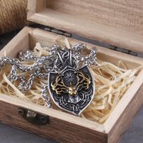 Vikingų nerūdijančio plieno elnio galvos skydas Vegvisir karoliai vyrams Odino pakabukas papuošalai su dėžute no box&70cm